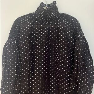 Hope For Flowers by Tracy Reese Polka Dot Black and White Women's Top